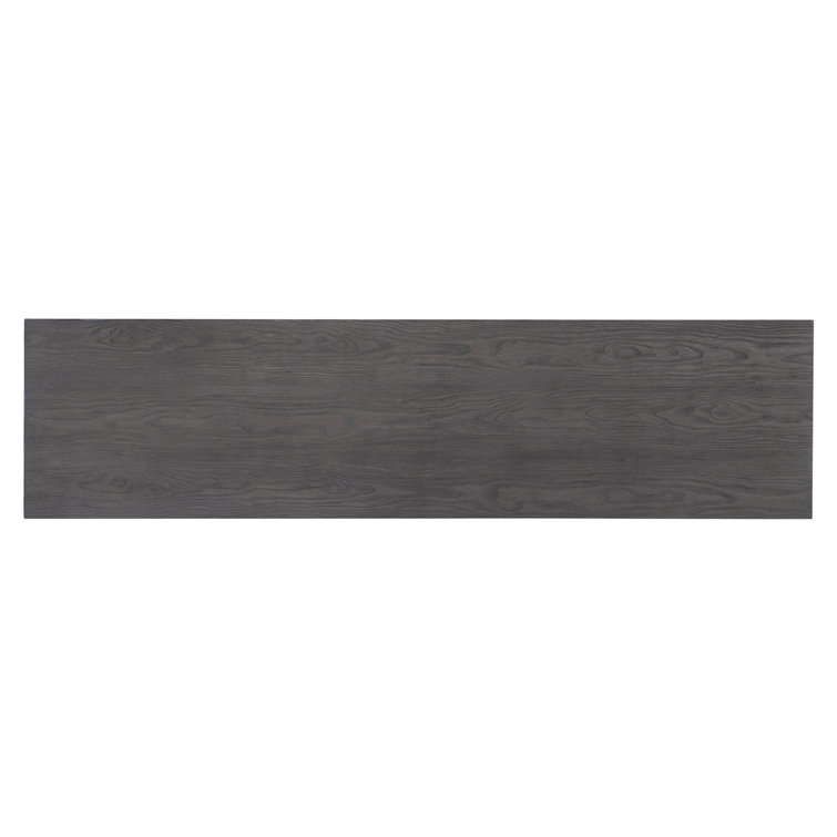 Modern Black Wood Dining Bench with Triangular Legs