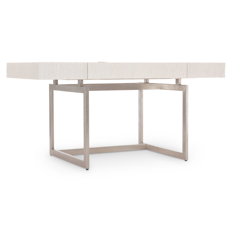 White Weathered Bone Wood Desk with Drawer and USB Port