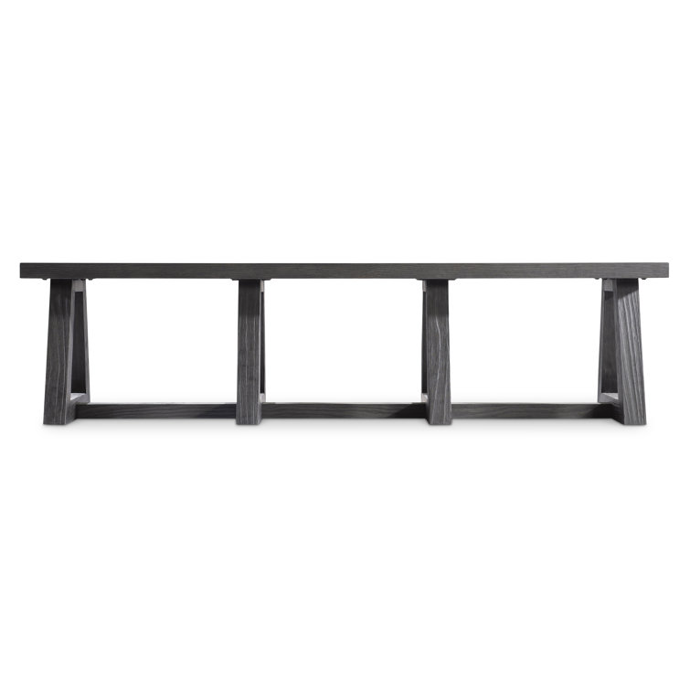 Modern Black Wood Dining Bench with Triangular Legs