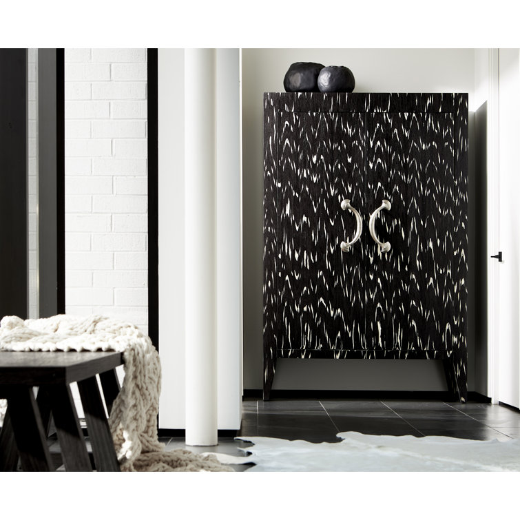 Black Engineered Wood Modern Armoire with Metal Hardware