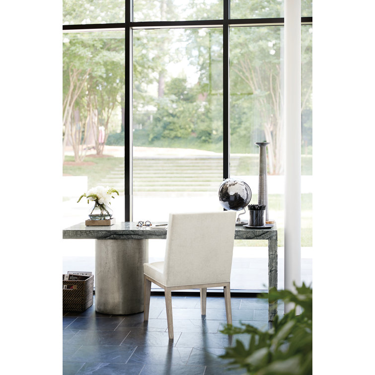 Transitional Black Marble Top Home Office Desk, 72"W