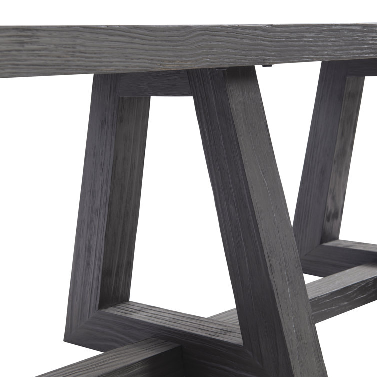 Modern Black Wood Dining Bench with Triangular Legs