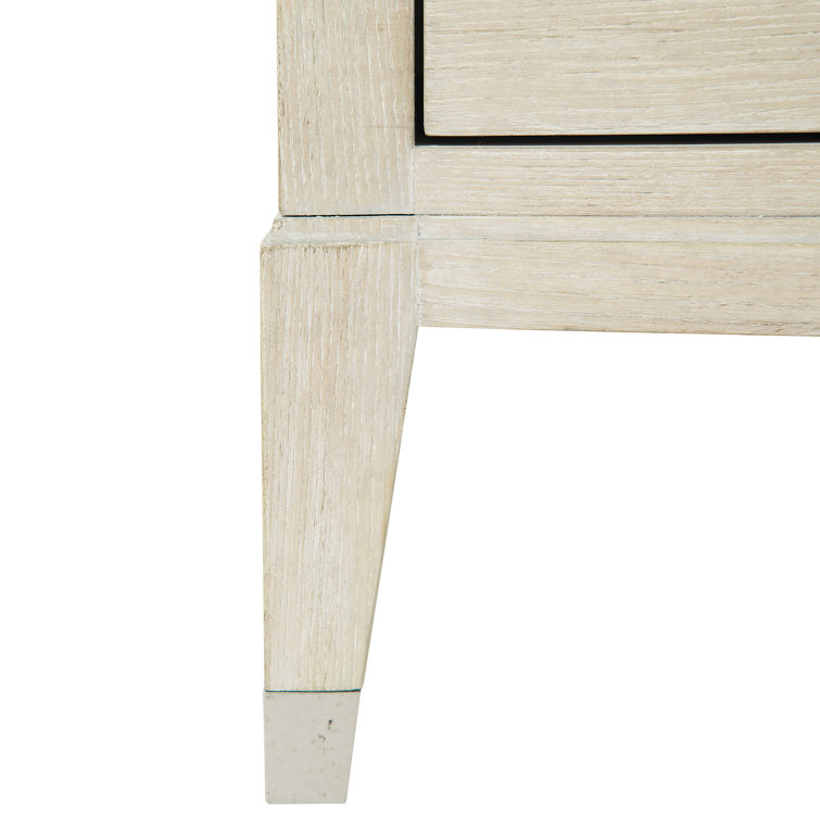 Cream Transitional 3-Drawer Nightstand with Silver Hardware