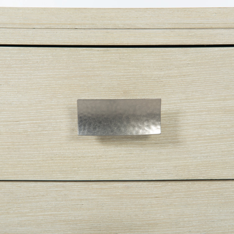 Cream Transitional 3-Drawer Nightstand with Silver Hardware