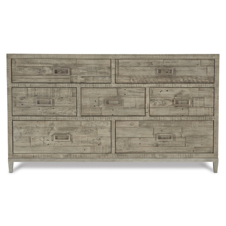 Gray Reclaimed Pine Transitional 7-Drawer Dresser