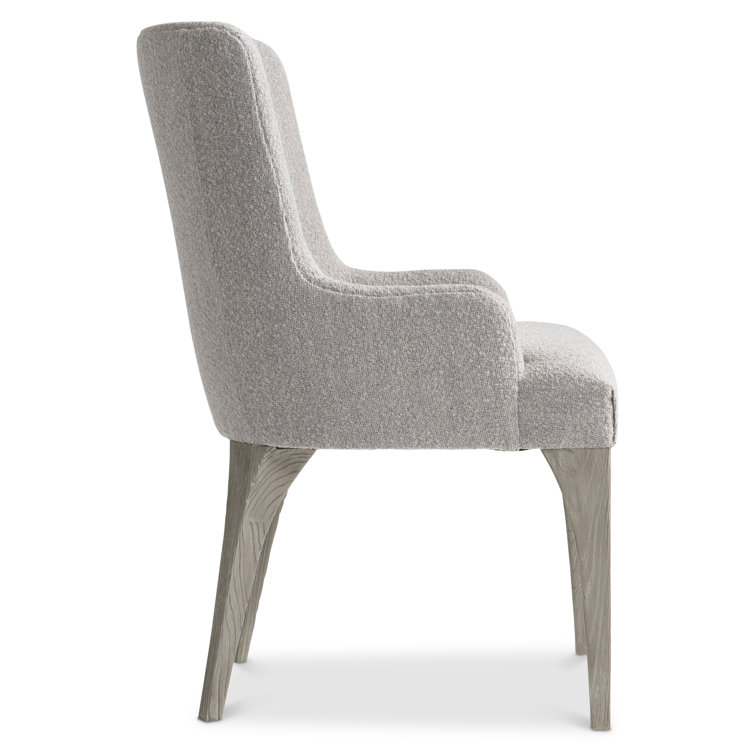 Trianon Transitional Gray Upholstered Arm Chair with Soft Arches
