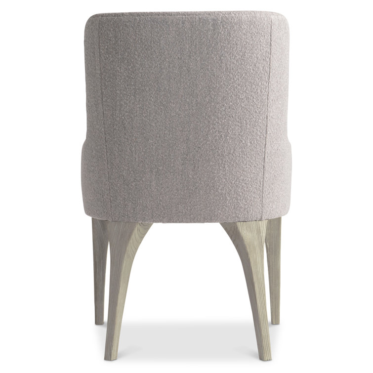 Trianon Transitional Gray Upholstered Arm Chair with Soft Arches