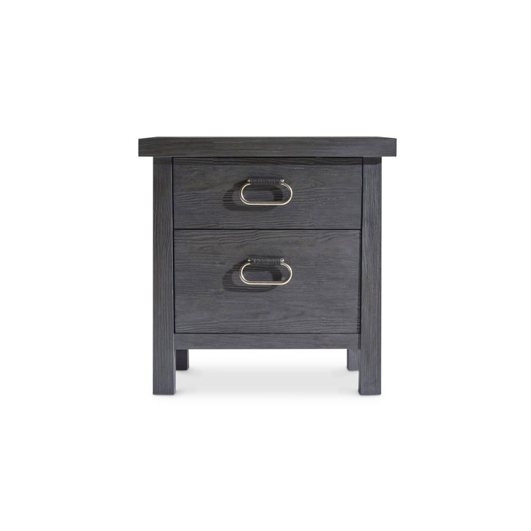 Trianon Black 2-Drawer Nightstand with Metal Pulls