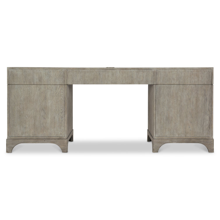 Forsyth Transitional Gray Solid Wood Executive Desk with USB Port