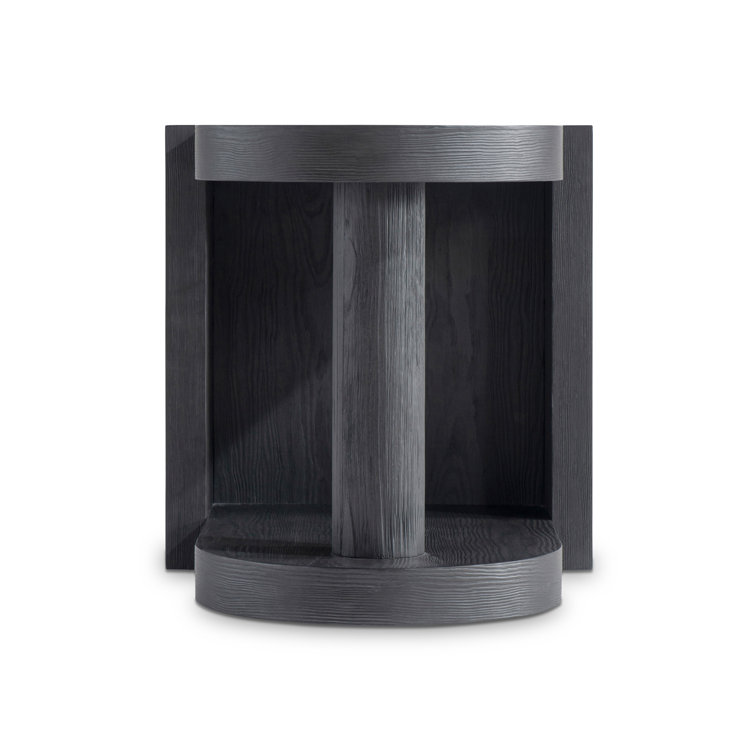 Black Contemporary Free Form Wood End Table