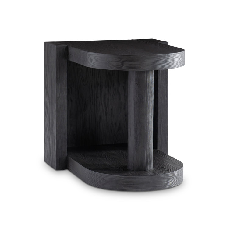 Black Contemporary Free Form Wood End Table