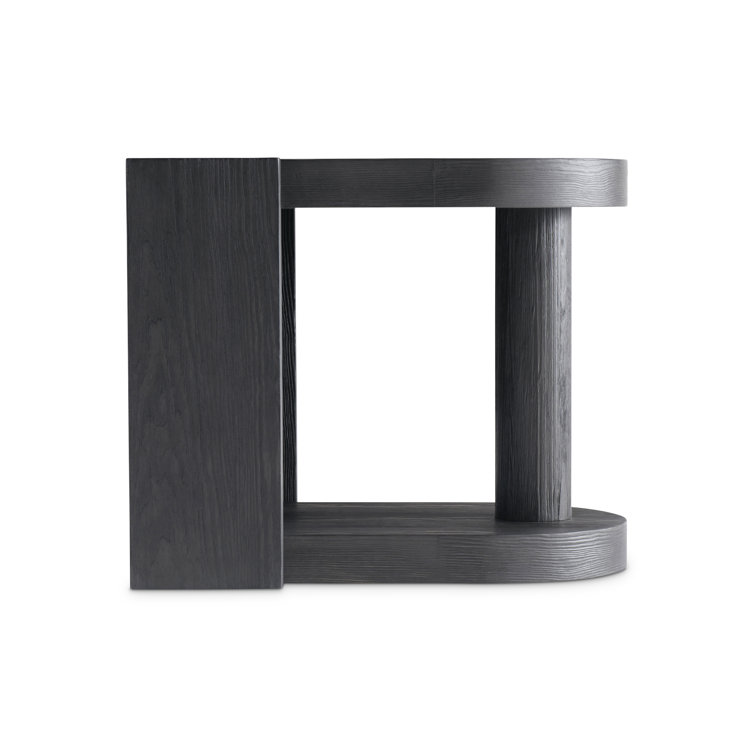 Black Contemporary Free Form Wood End Table