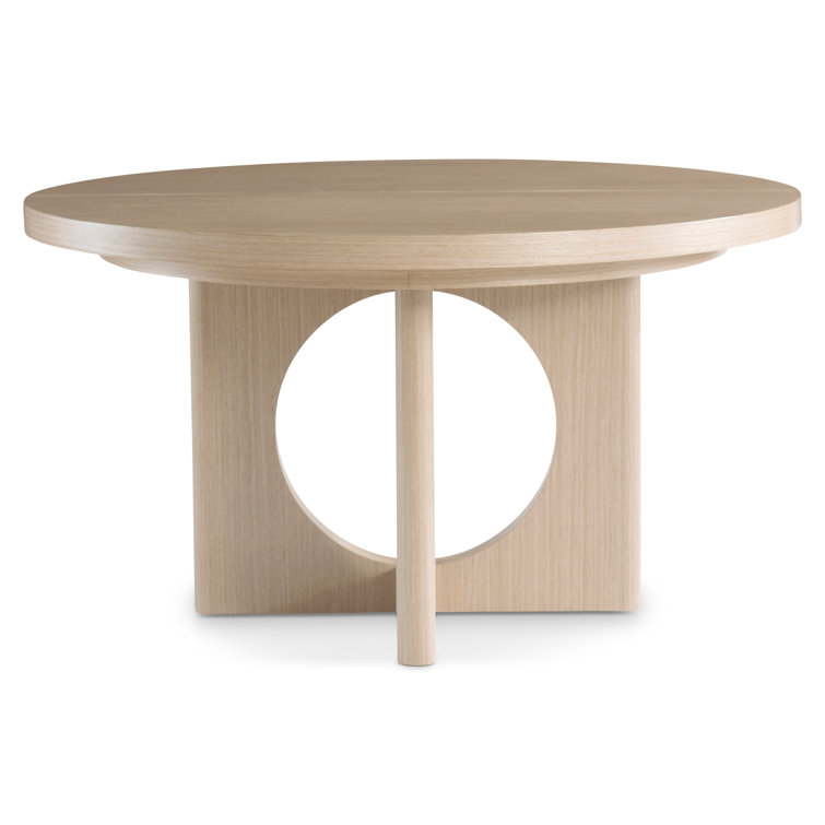 Mid-Century Modern 54" Round Extendable Wood Dining Table in Brown