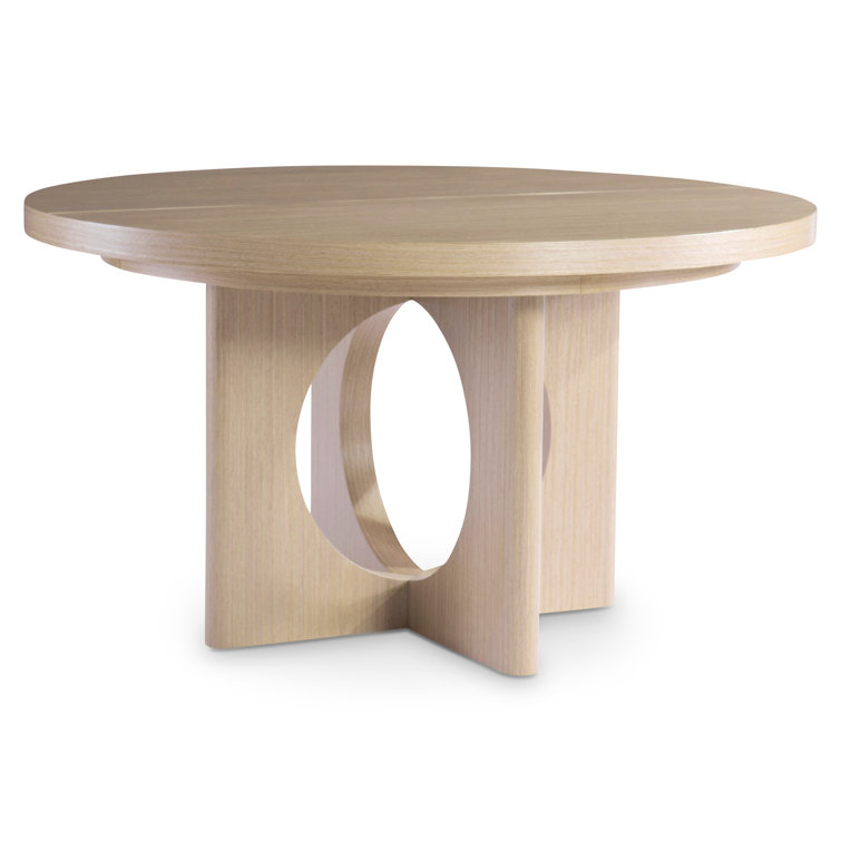 Mid-Century Modern 54" Round Extendable Wood Dining Table in Brown