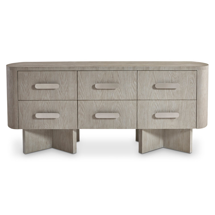 Trianon Contemporary Gris Finish 6-Drawer Dresser with X-Shaped Bases