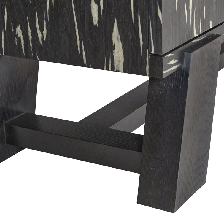 Contemporary Black Media Console with Cabinet and Diagonal Legs