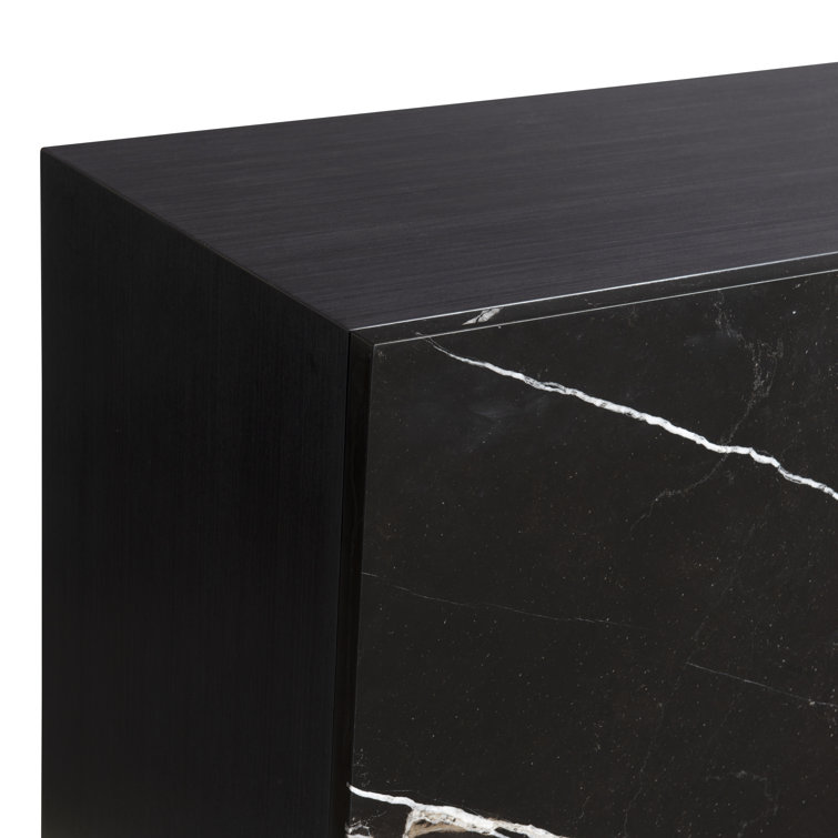 Imani 72'' Black Stone and Stainless Steel Sideboard