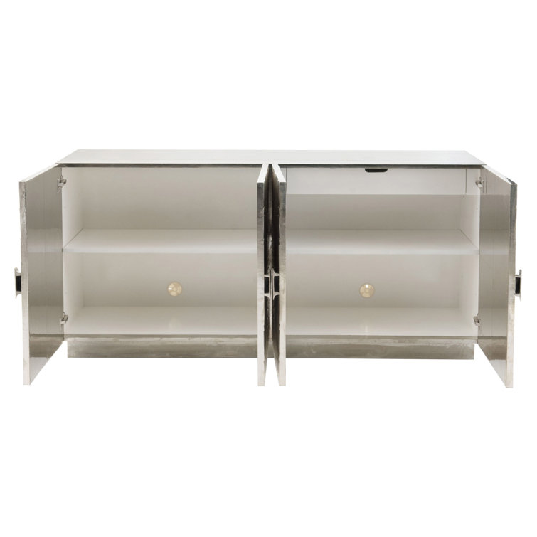 Barcelona 72'' Silver Teak Sideboard with Nickel Alloy