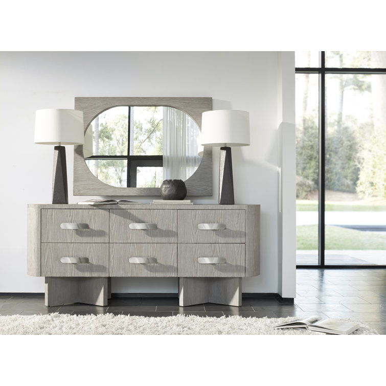 Trianon Contemporary Gris Finish 6-Drawer Dresser with X-Shaped Bases