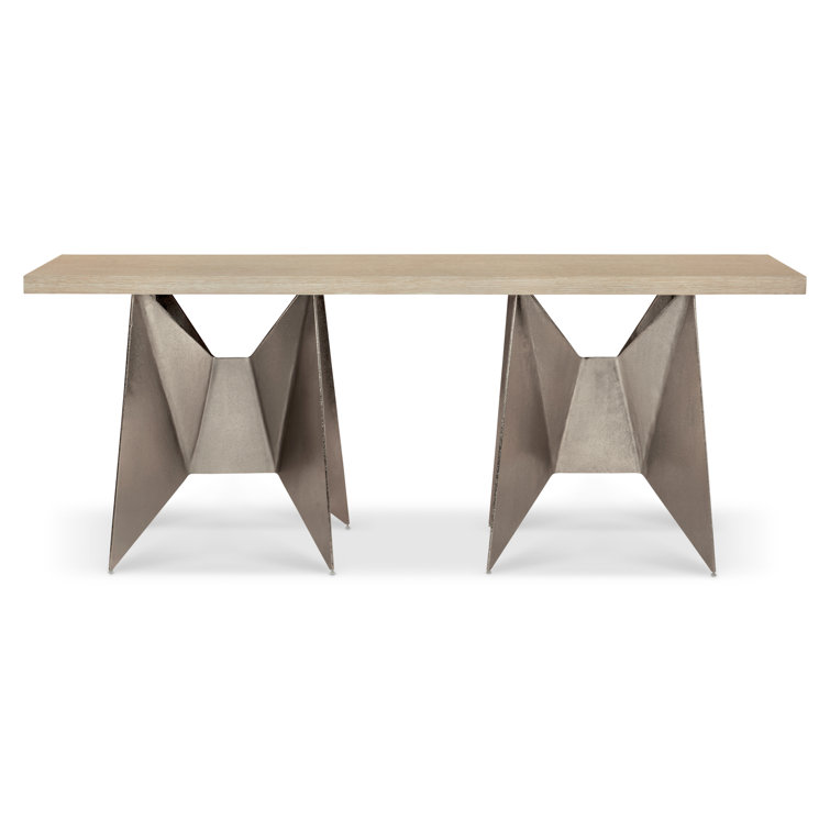 Solaria Transitional Beige 72'' Wood and Metal Console Table