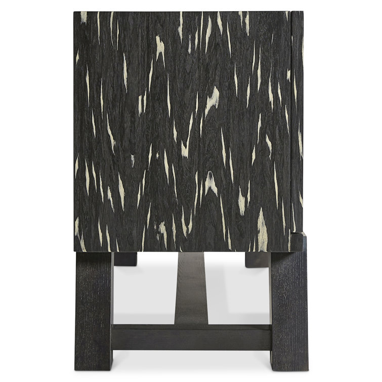 Contemporary Black Media Console with Cabinet and Diagonal Legs