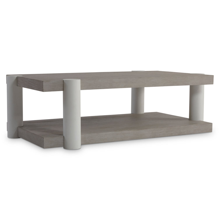 Contemporary Beige Pine Wood Geometric Coffee Table