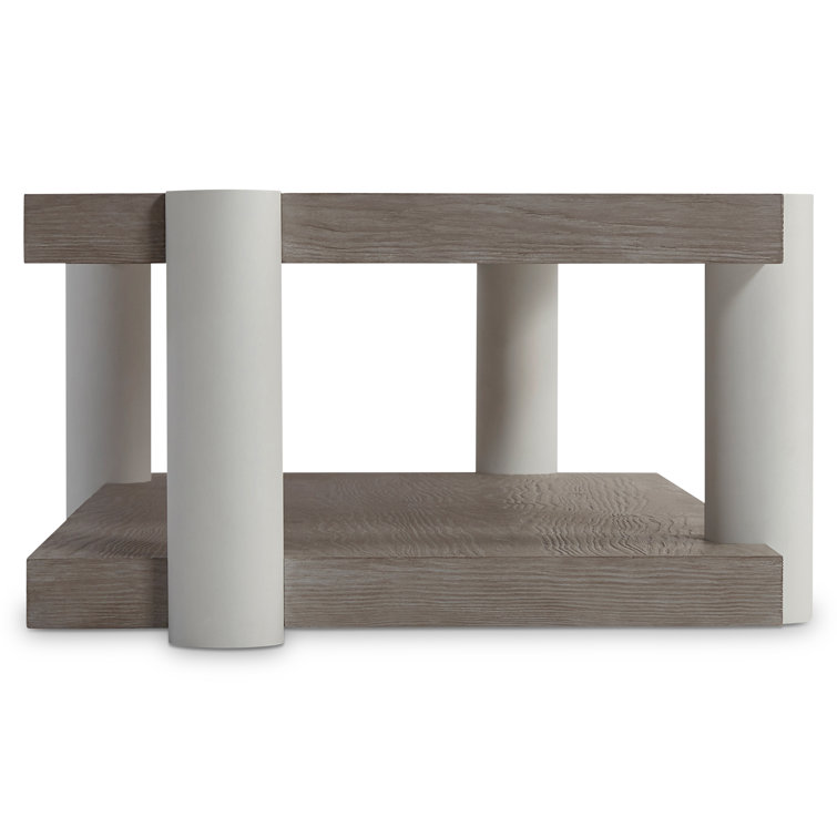Contemporary Beige Pine Wood Geometric Coffee Table