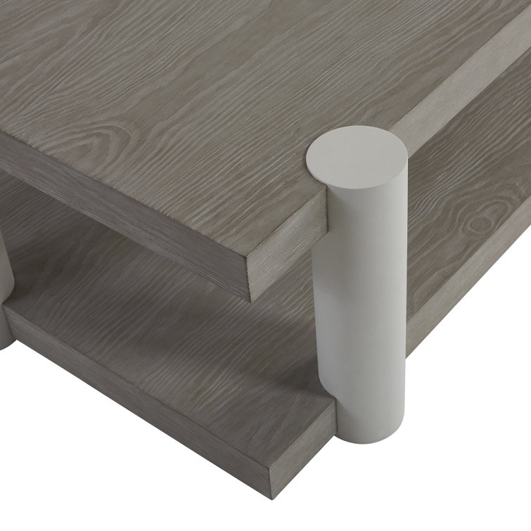 Contemporary Beige Pine Wood Geometric Coffee Table