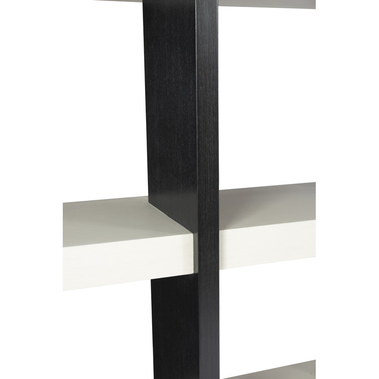 Silhouette Transitional Black and White Etagere Bookcase with Adjustable Shelves