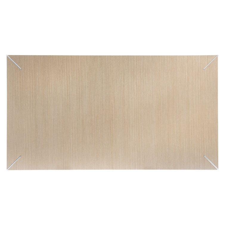 Transitional Oak Extendable Dining Table with Stainless Steel Accents