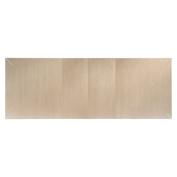 Transitional Oak Extendable Dining Table with Stainless Steel Accents