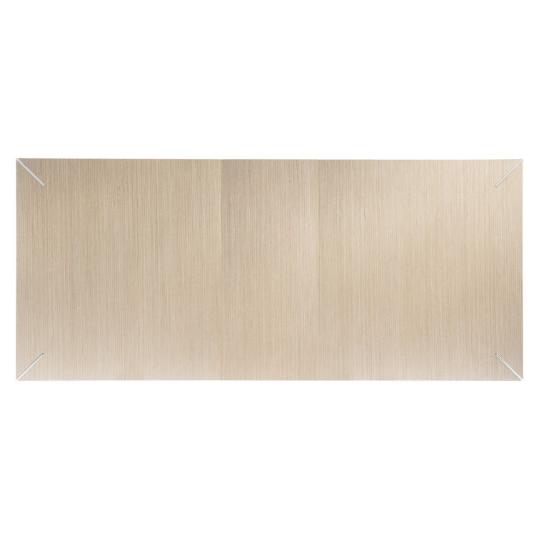 Transitional Oak Extendable Dining Table with Stainless Steel Accents