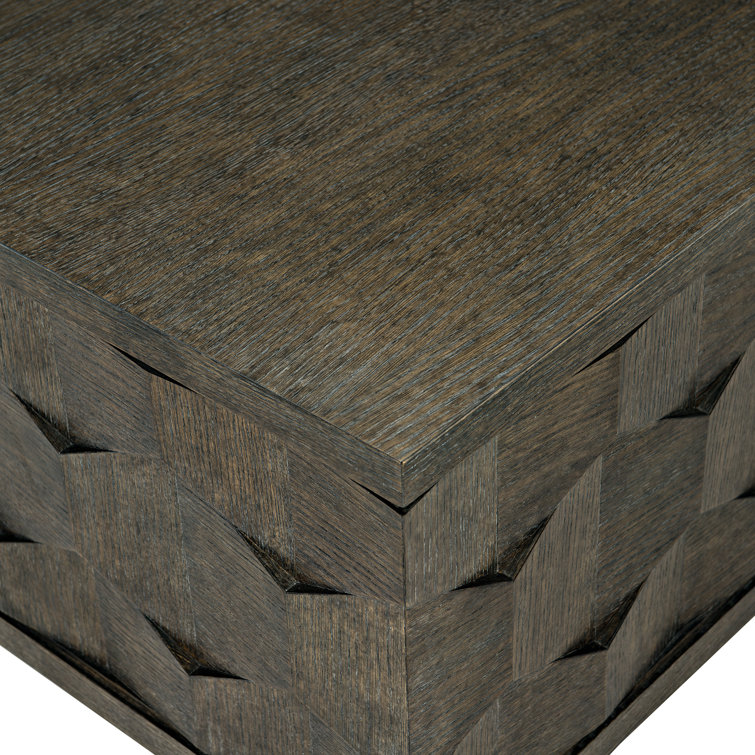 Linea Transitional Square Cocktail Table with Storage in Brown Oak