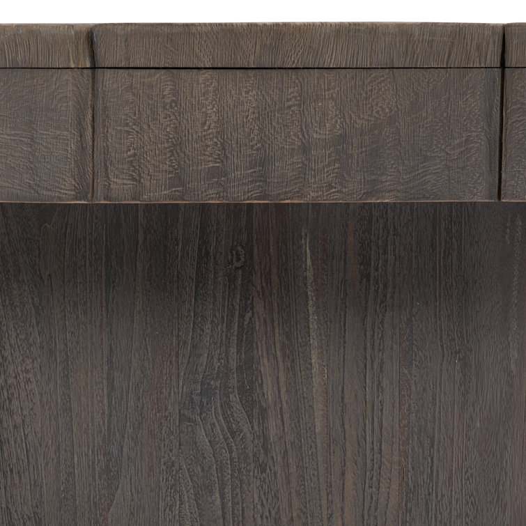 Gray Round Teak Wood Coffee Table with Storage
