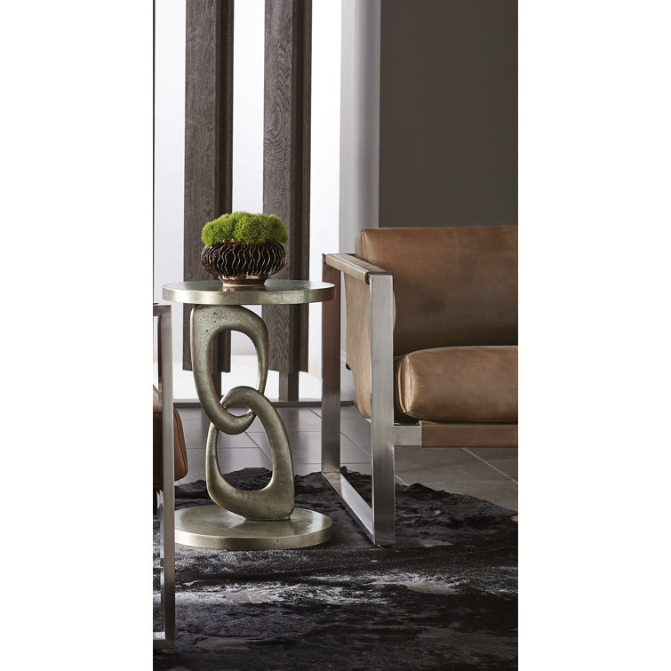 Transitional Gold Metal Round Chairside Table 16"