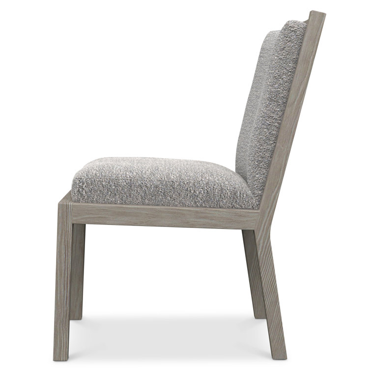 Gray Upholstered Ladderback Side Chair with Wood Frame