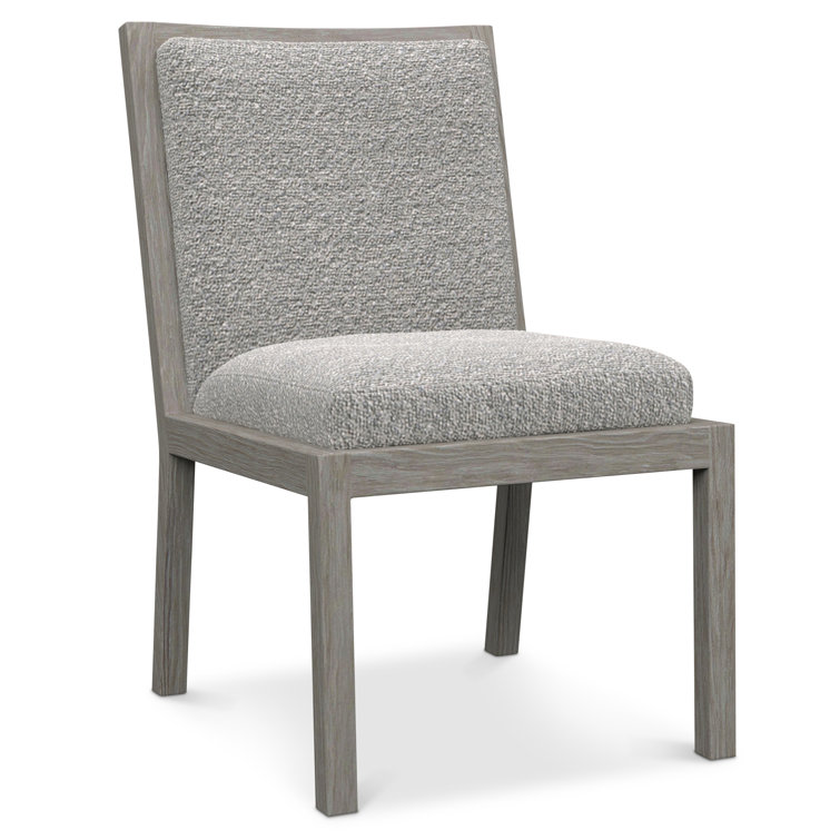 Gray Upholstered Ladderback Side Chair with Wood Frame