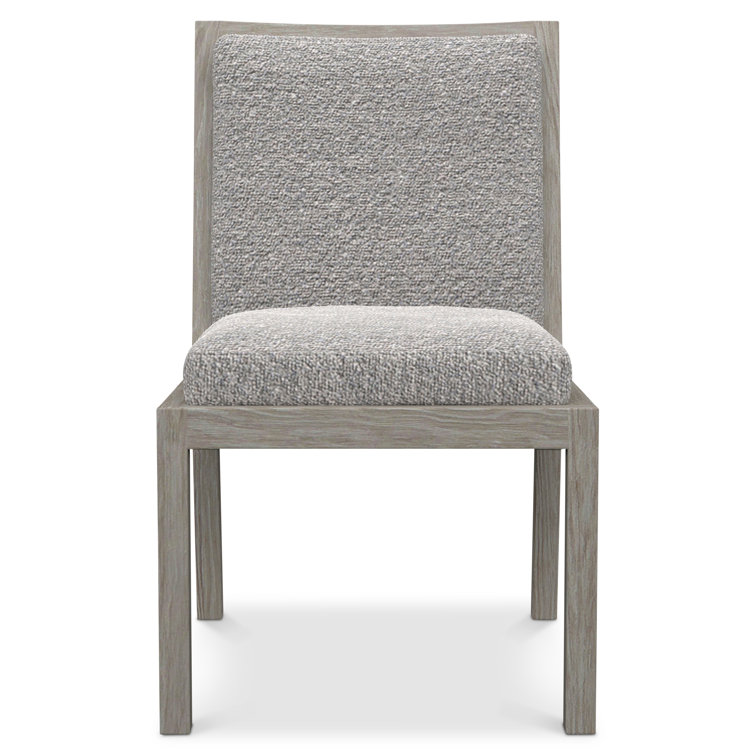 Gray Upholstered Ladderback Side Chair with Wood Frame