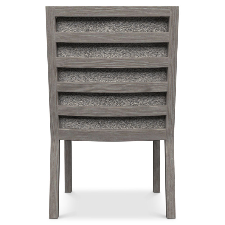 Gray Upholstered Ladderback Side Chair with Wood Frame