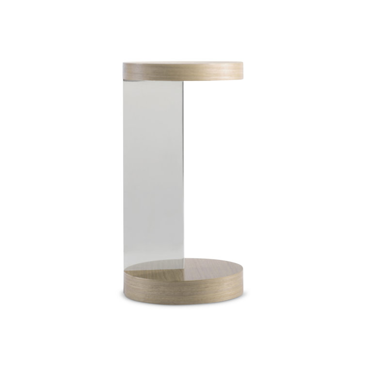 Sahara Finish Round Wood & Metal Pedestal End Table