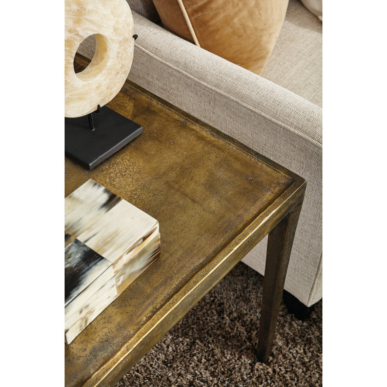 Sleek Transitional Benson Cast Aluminum End Table in Gold