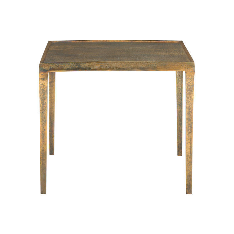 Sleek Transitional Benson Cast Aluminum End Table in Gold