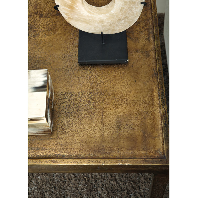 Sleek Transitional Benson Cast Aluminum End Table in Gold
