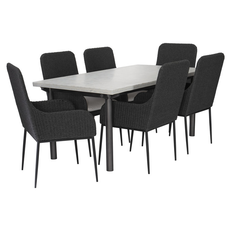 Gray Flannel Rope Outdoor Dining Armchair with Cushions