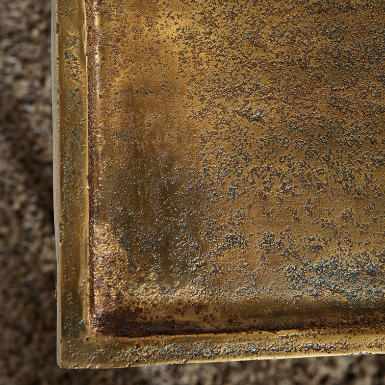 Sleek Transitional Benson Cast Aluminum End Table in Gold