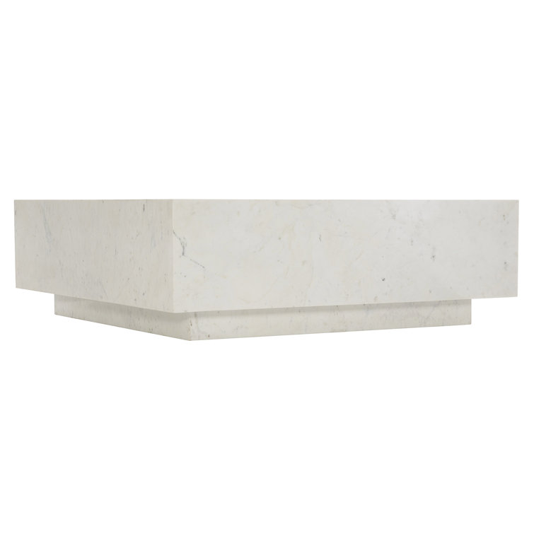 Transitional Banswara Marble Square Coffee Table with Casters