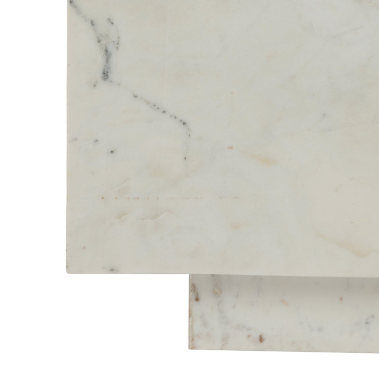 Transitional Banswara Marble Square Coffee Table with Casters