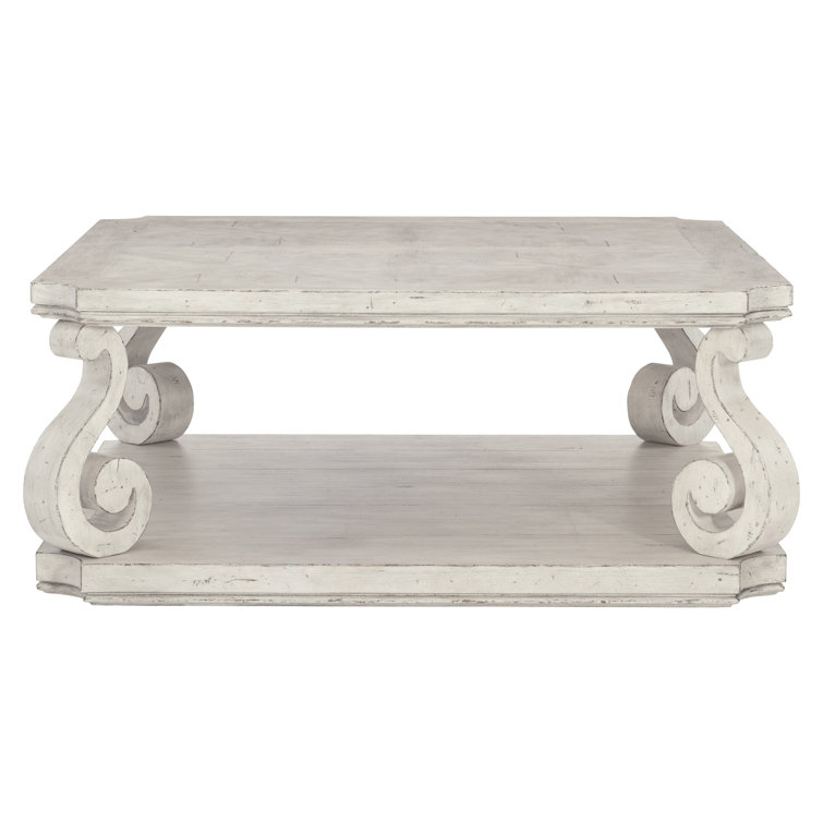 Off-White French Country Wood Storage Coffee Table