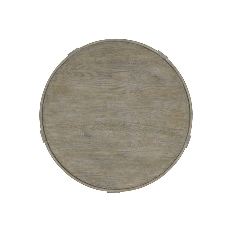 Gray Round Wood and Metal Transitional End Table