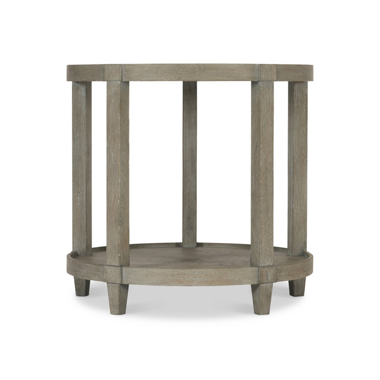 Gray Round Wood and Metal Transitional End Table